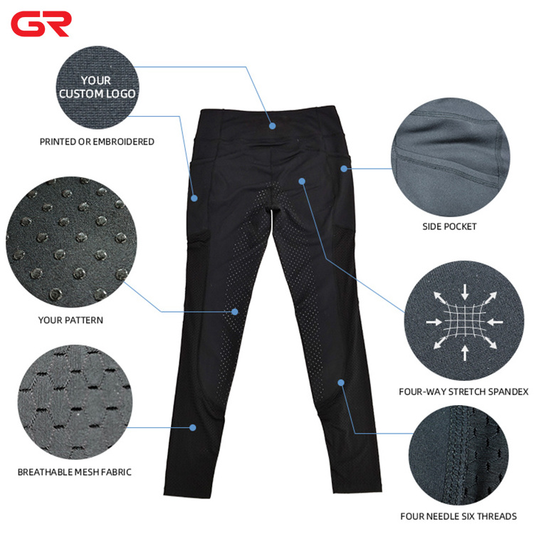 Premium Breathable Custom Equestrian Breeches Pants Full Seat Silicone Printed Women Horse Riding Leggings