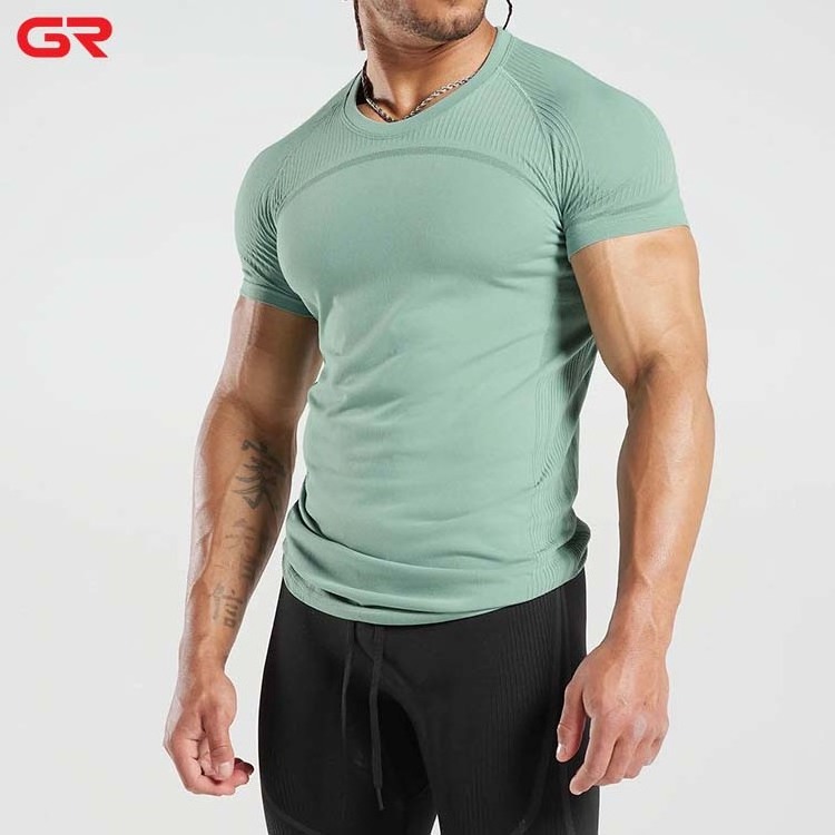 Quick Dry Men's Fitness Sport T-Shirt Bodybuilding Tops Muscle Fit Gym Shirt Custom Printed Compression T Shirt