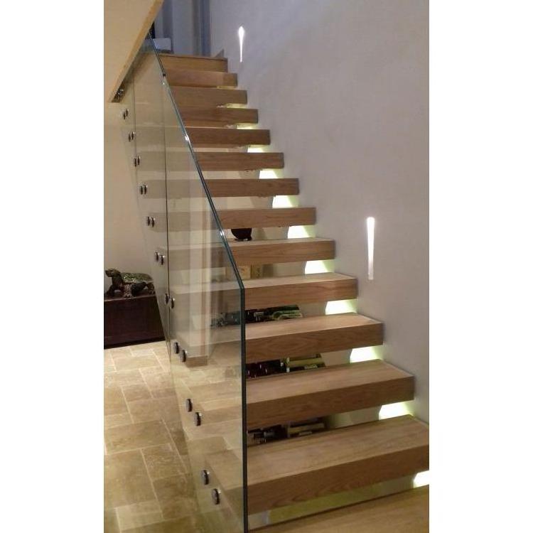 Prefabricated Invisible Stringer Hidden Floating Stair Indoor Staircase Design