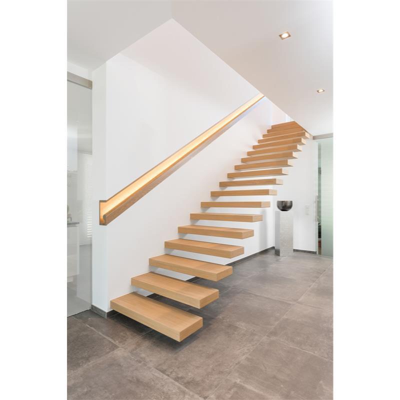 Modern Suspended Staircase with Glass Wooden Step Floating Stairs Floating Stair Tread Brackets