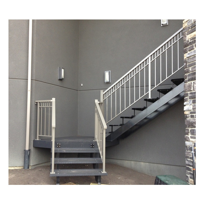 Outdoor metal fire escape staircase /exterior prefab mild steel stairs/ Stone step exterior stairs