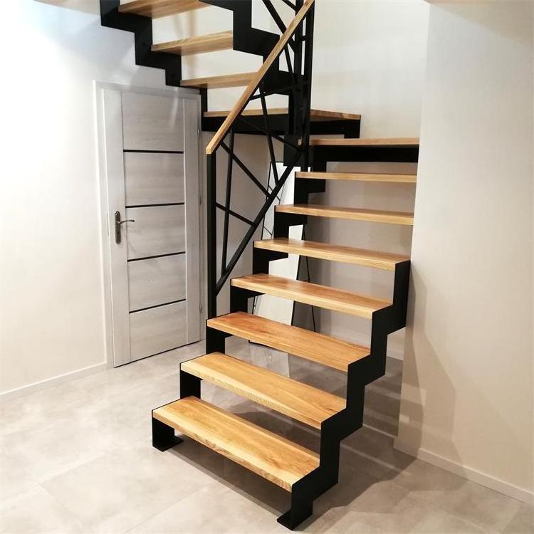 2023 Hot Sales Solid Wood Straight Stair Double Plate Beam Floating Stairs