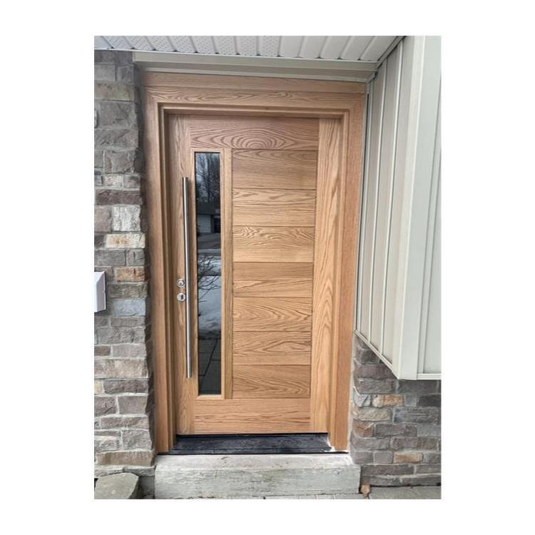 Custom Cheap Black Front Entry Wooden Swing Patio Slab Door With Side Windows Latest Teak Wood Door Design House Entrance