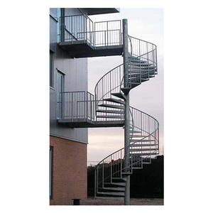 Metal external outdoor spiral staircases with big landing in factory prices