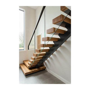 GRT Interior Wooden Staircase Floating Stair Tread Brackets Modern Suspended Staircase