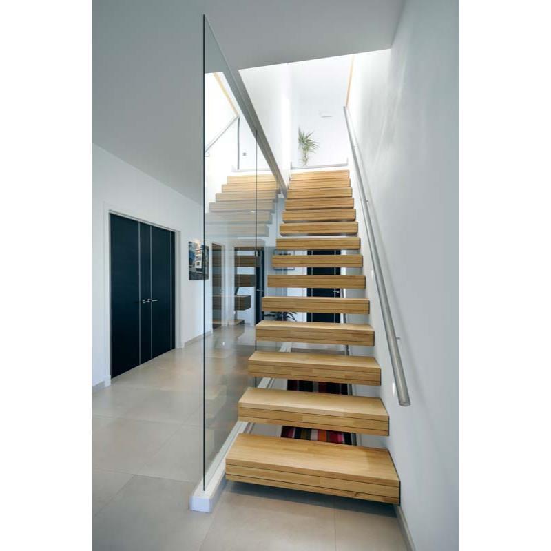 Modern Suspended Staircase with Glass Wooden Step Floating Stairs Floating Stair Tread Brackets