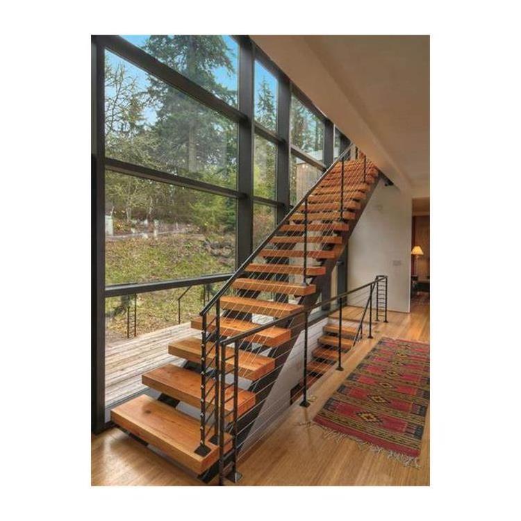 GRT Interior Wooden Staircase Floating Stair Tread Brackets Modern Suspended Staircase