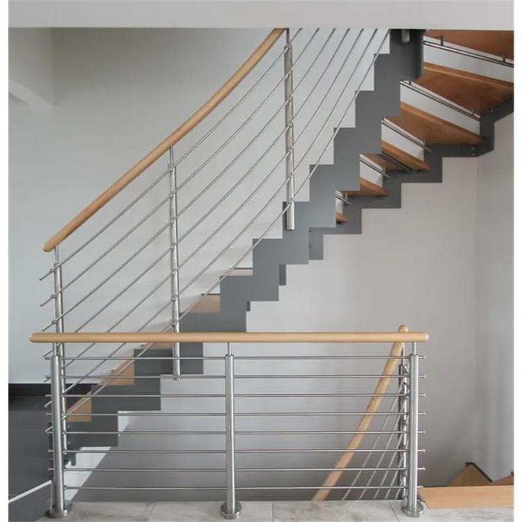 Modern staircase straight LED light steps stairs double steel beam stair case with clear glass railing