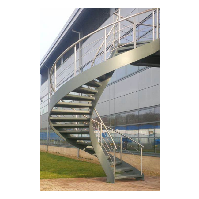 Metal external outdoor spiral staircases with big landing in factory prices