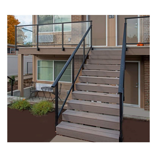 Outdoor metal fire escape staircase /exterior prefab mild steel stairs/ Stone step exterior stairs