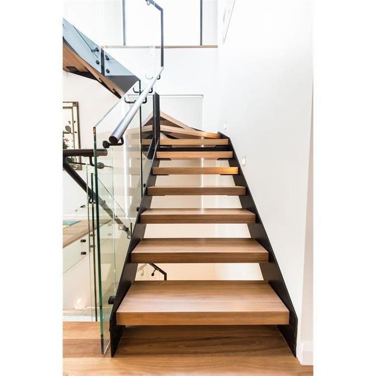 2023 Hot Sales Solid Wood Straight Stair Double Plate Beam Floating Stairs