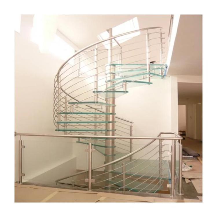 Factory Customized Small Space Staircase Australian Standard Spiral Stair Handrail Glass Oak Wood Stair Treads