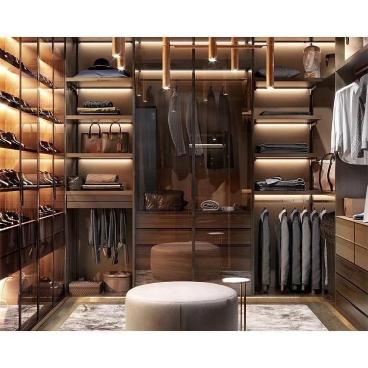 Modern Luxury Design Wardrobe Free Standing Customized Sliding Door Clothes Closet with Drawers