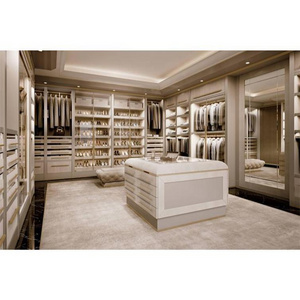 Modern Luxury Design Wardrobe Free Standing Customized Sliding Door Clothes Closet with Drawers