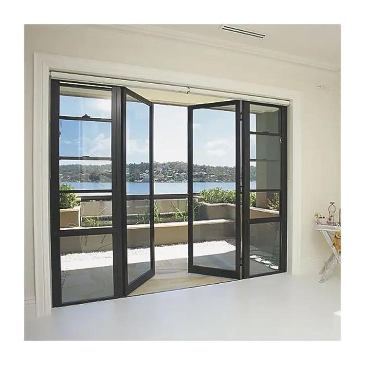 Soundproof House Exterior Patio Doors Aluminum Powder Coated French Glass Casement Swing Door