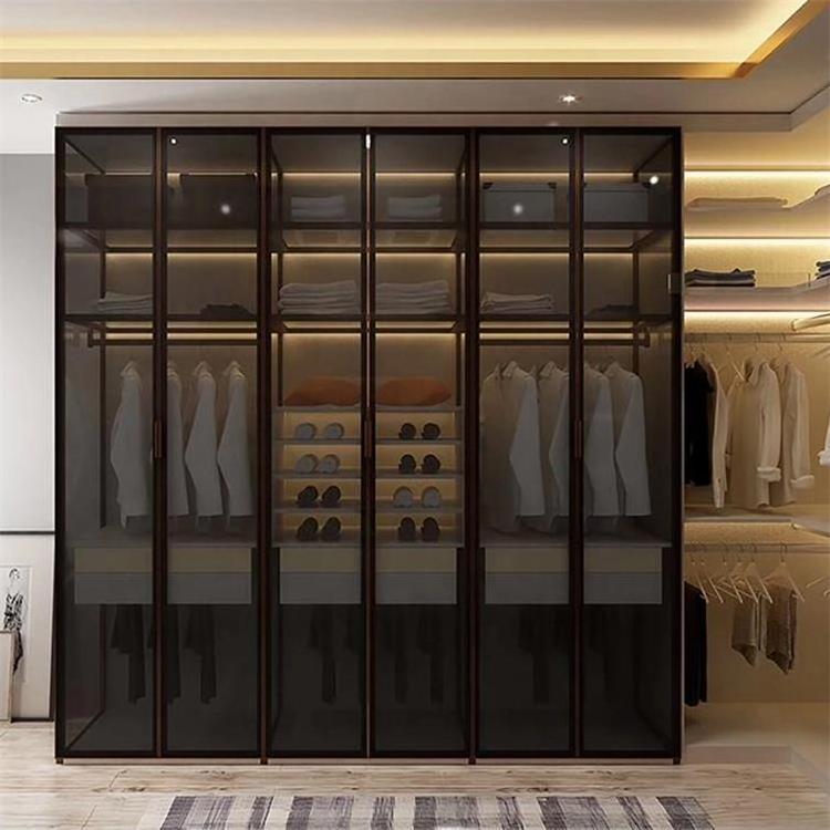 Custom Walk In Closet Modular Glass Door Wardrobe System Bedroom Furniture Modern Cupboard Wardrobe