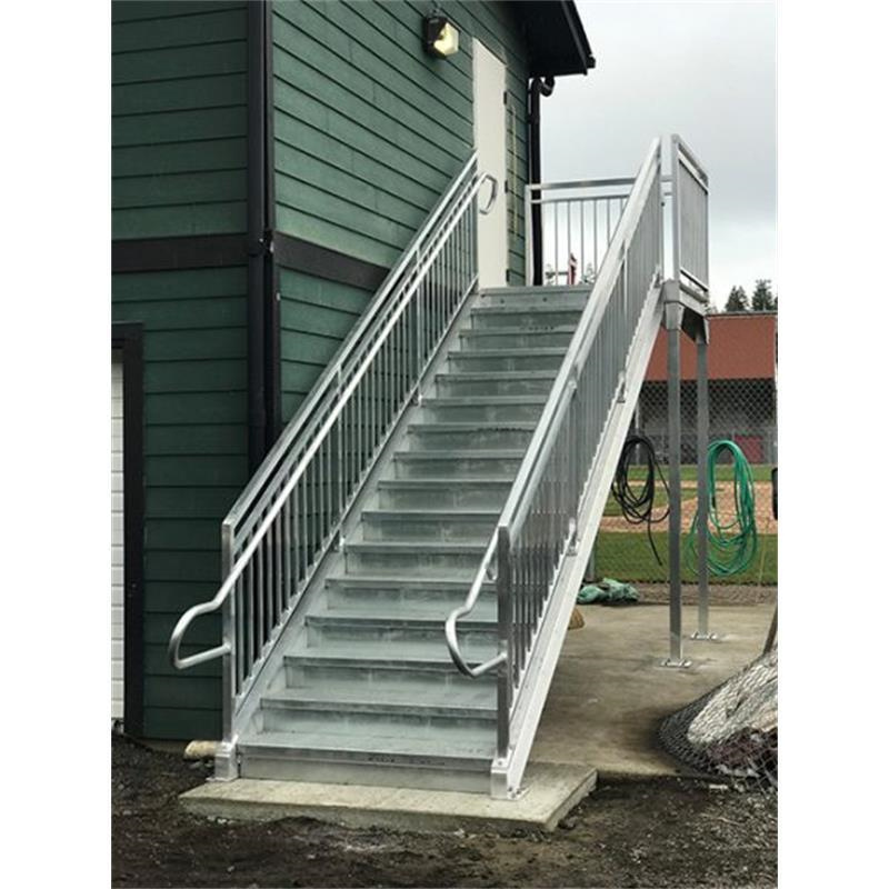 Outdoor Metal Fire Escape Staircase / Exterior Prefab Mild Steel Stairs / Prefabricated Wrought Iron Stair Handrail