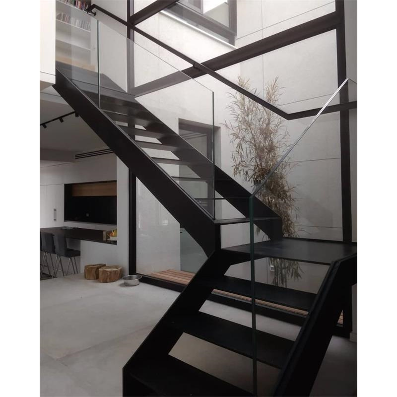 Outdoor Metal Fire Escape Staircase / Exterior Prefab Mild Steel Stairs / Prefabricated Wrought Iron Stair Handrail