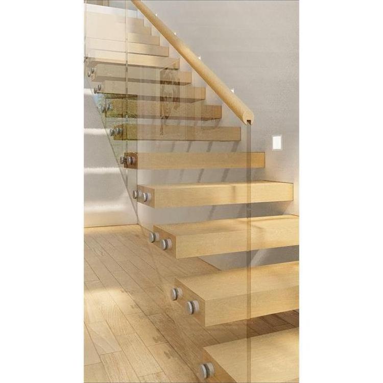 Duplex Building Suspended Staircase Hidden Bracket Wood Stairs Floating Staircase