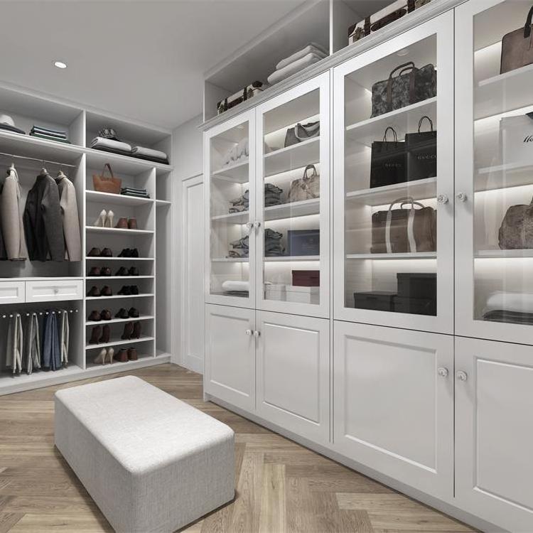 Custom Walk In Closet Modular Glass Door Wardrobe System Bedroom Furniture Modern Cupboard Wardrobe