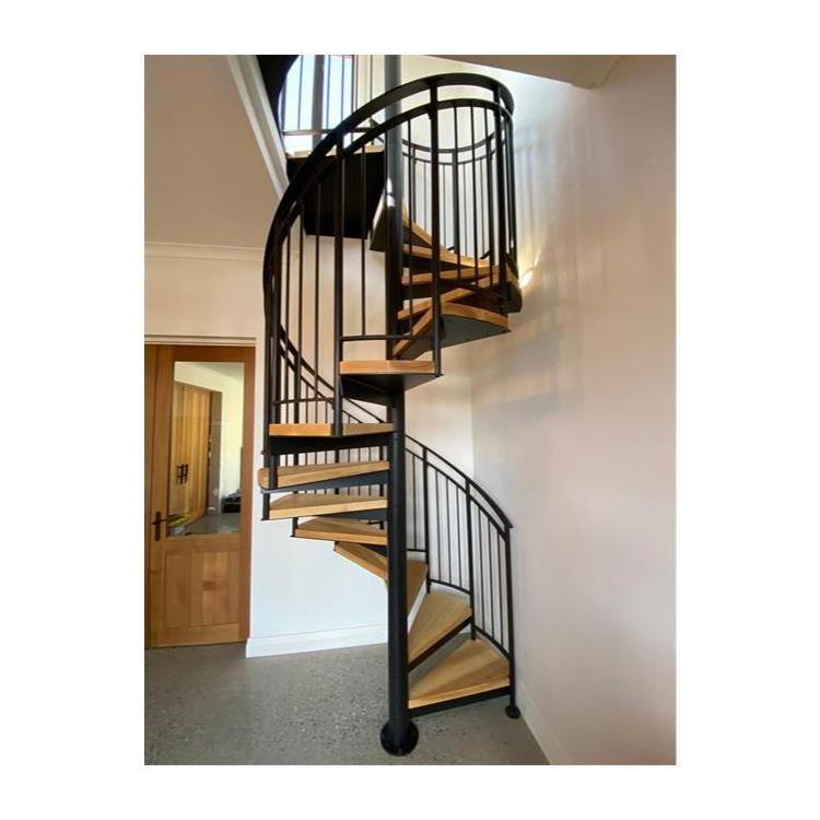 Factory Customized Small Space Staircase Australian Standard Spiral Stair Handrail Glass Oak Wood Stair Treads