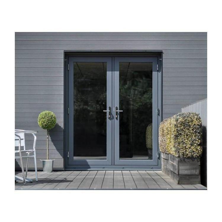 Soundproof House Exterior Patio Doors Aluminum Powder Coated French Glass Casement Swing Door