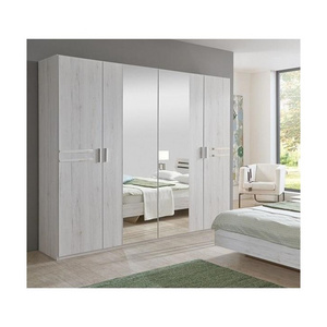 Cheap melamine MDF bedroom mirror laminate corner wardrobe closet