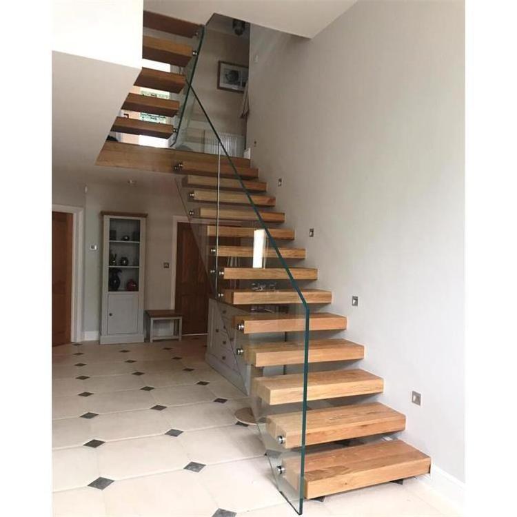 Duplex Building Suspended Staircase Hidden Bracket Wood Stairs Floating Staircase