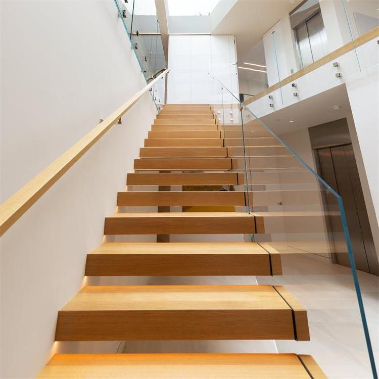 Prefabricated Invisible Stringer Hidden Floating Stair Indoor Staircase Design