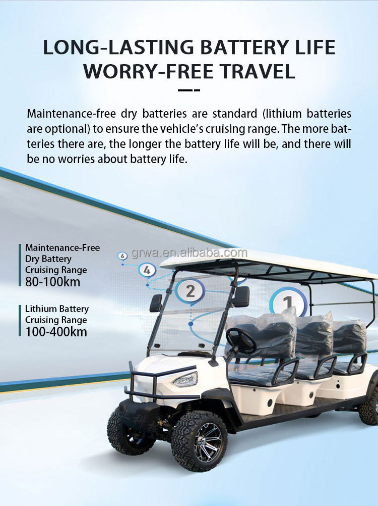 Classic Golf Electric Cart 4 Seats Unique Small Limo 48v 105 Ah Battery Lithium 4 Wheel Drive Golf Electric Cart