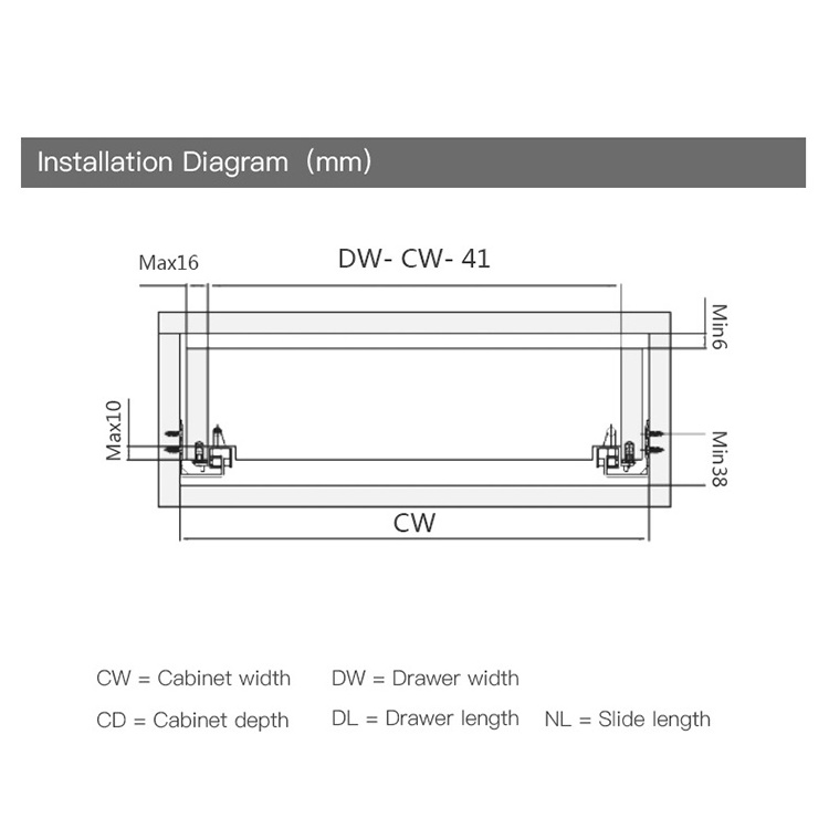 Factory Direct Telescopic Cabinet 3 Fold Damper Basket Drawers Soft Close Undermount Concealed Drawer Slide