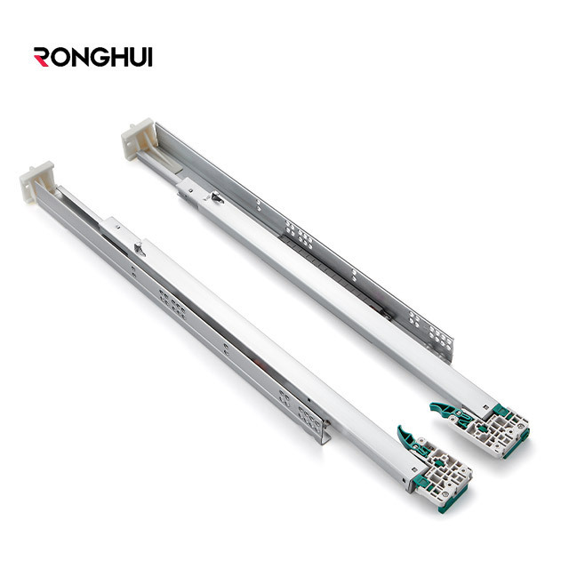 Ronghui Soft Close Drawer Slides Retrofit Cabinet Slide Rails 21 mm Single Extension Undermoun Telescopic Slides Drawer In China