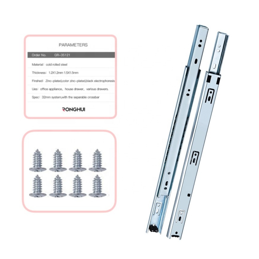 Ronghui Hardware Products Guangdong 45mm Drawer Slides Sliding For Cassett 22