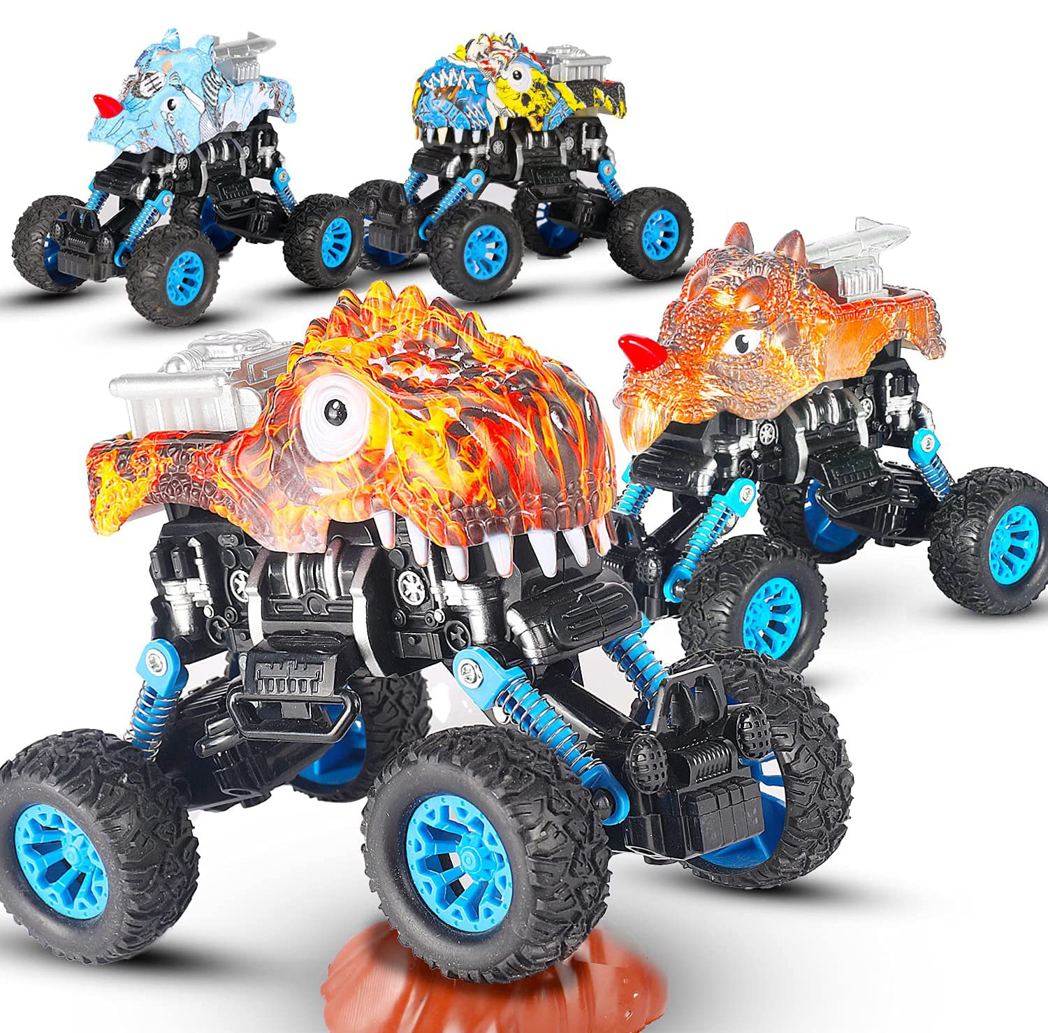 Big Wheels Dinosaur Pull Back Car Toy Metal Vehicles Friction Power Dinosaur Model Vehicle Truck