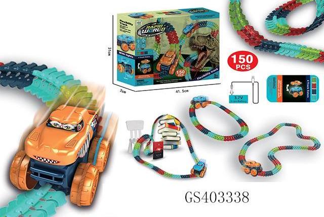 2022 New design DIY Assembly Educational Play Set Interesting Electric Dinosaur Rail Car Toy For Kids