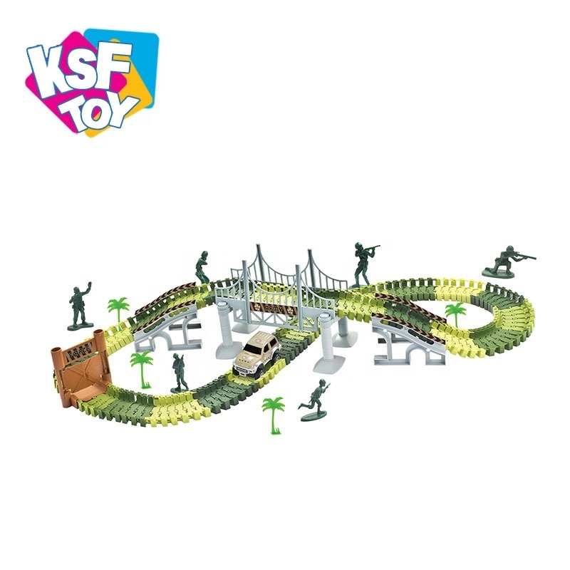 142pcs slot race game electric rail racing car track for kids