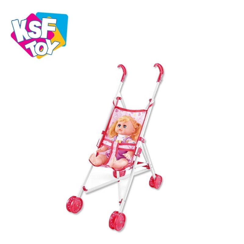 preschool five-piece toys girls pretend play house set doll stroller toy baby with 14 inch IC doll