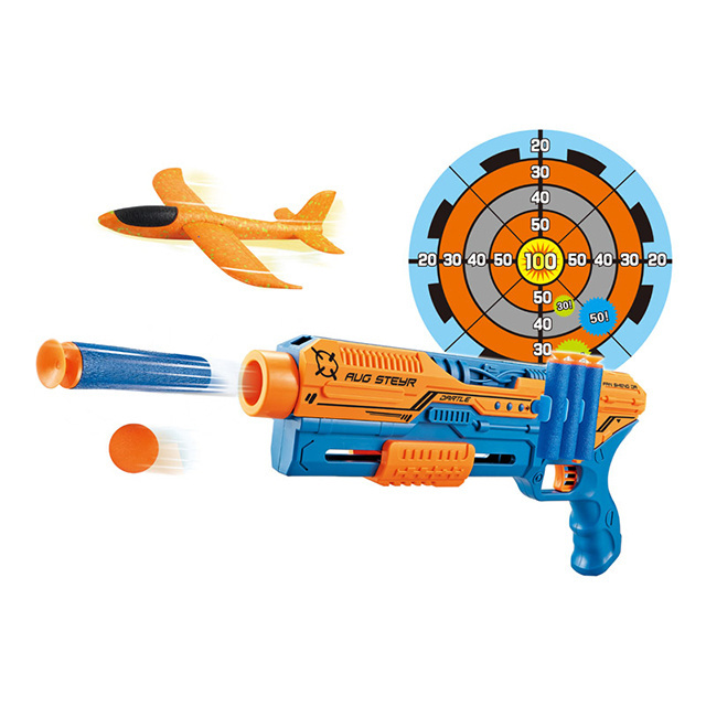 2022 Online Sale 5 In 1 Soft Dart Blaster Catapult Airplane Shoot Guns For Boys Foam Plane Soft Bullet Shooting With Target