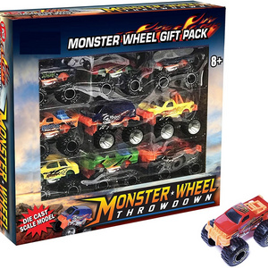 Wholesale 9pcs Colorful Monster Car Die Cast Off Road Friction Car Big Wheels Truck Toy