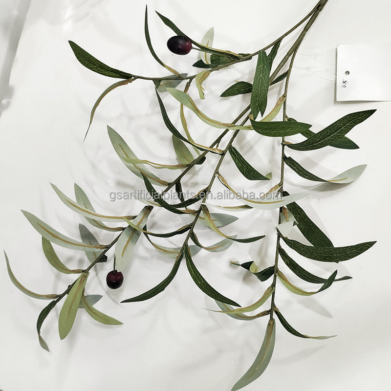 fireproof low moq customization natural looking artificial plastic simulation olive branches with berry fruit