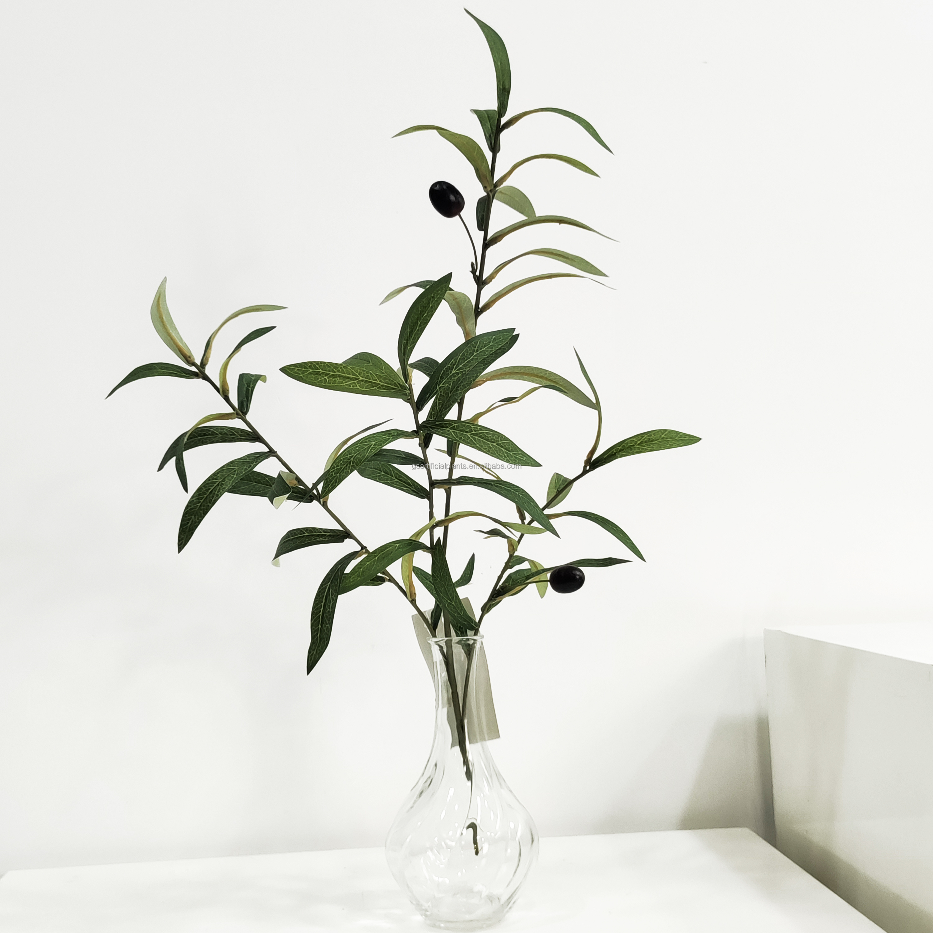 fireproof low moq customization natural looking artificial plastic simulation olive branches with berry fruit