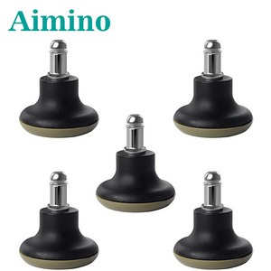 AIMINO OEM Stool Low Profile Bell Glides Soft Rubber Replacement Office Chair Fixed Stationary Stem Castors with Nylon Bottom