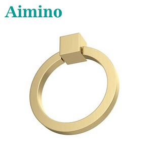 AIMINO RTS Solid Brass Handle Dressing Table Drawer Ring Furniture Hardware Golden Wardrobe Door Handle