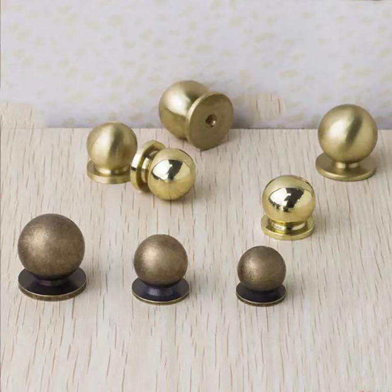 AIMINO RTS Round Solid Brass Pulls Antique Cabinet Drawer Small Handles Modern Minimalist Handles Knobs (Antique Bronze