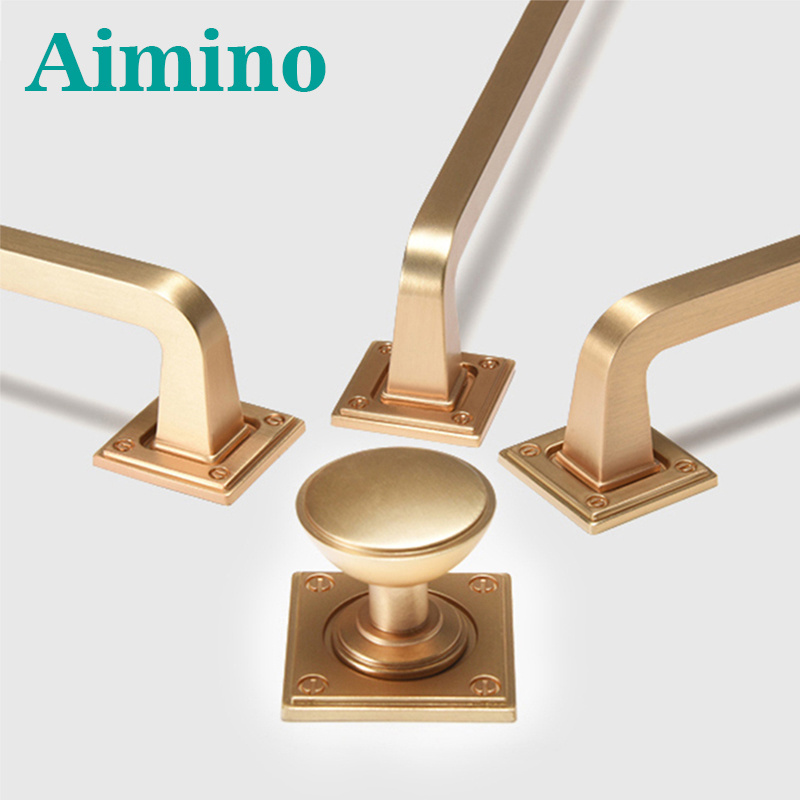 AIMINO  OEM New Chinese Style Light Luxury Shell Gold Modern Minimalist Wardrobe Cupboard Door Kitchen Cupboard Handle And Knob