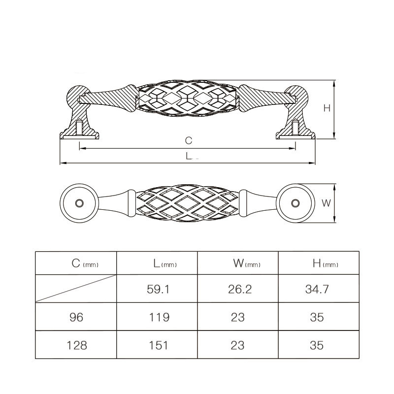 Aimino OEM Vintage Antique Hollow Out Birdcage Handles Wholesale European Style Classic Door Pull  Drawer Handle Kitchen Retro