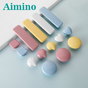 AIMINO Cute Ceramic Cartoon Shape Lovely Kids Bedroom Drawer Colorful Pulls Handle and knobs For Cabinet