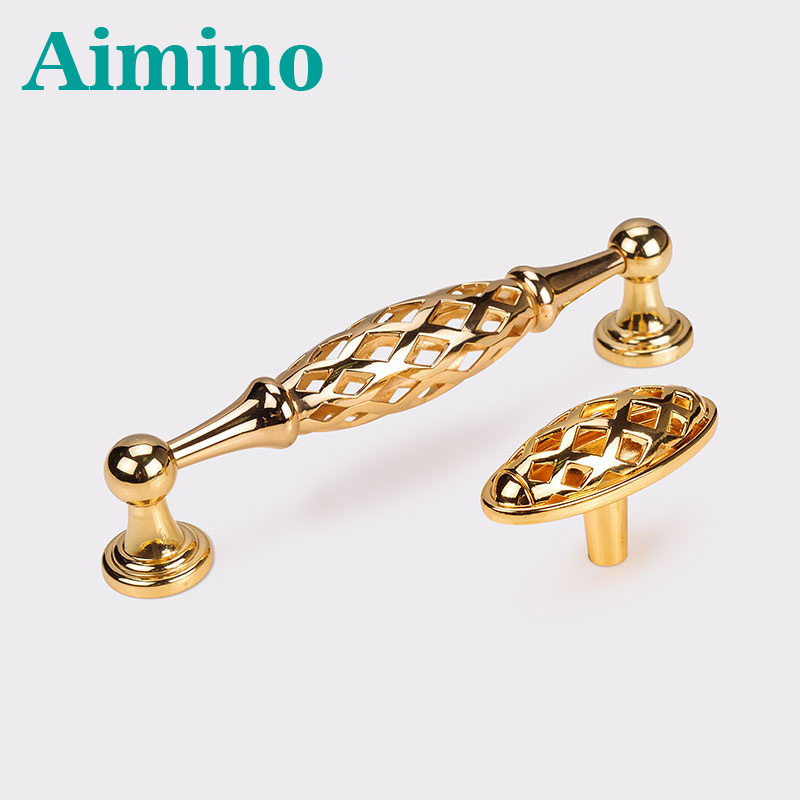 Aimino OEM Vintage Antique Hollow Out Birdcage Handles Wholesale European Style Classic Door Pull  Drawer Handle Kitchen Retro