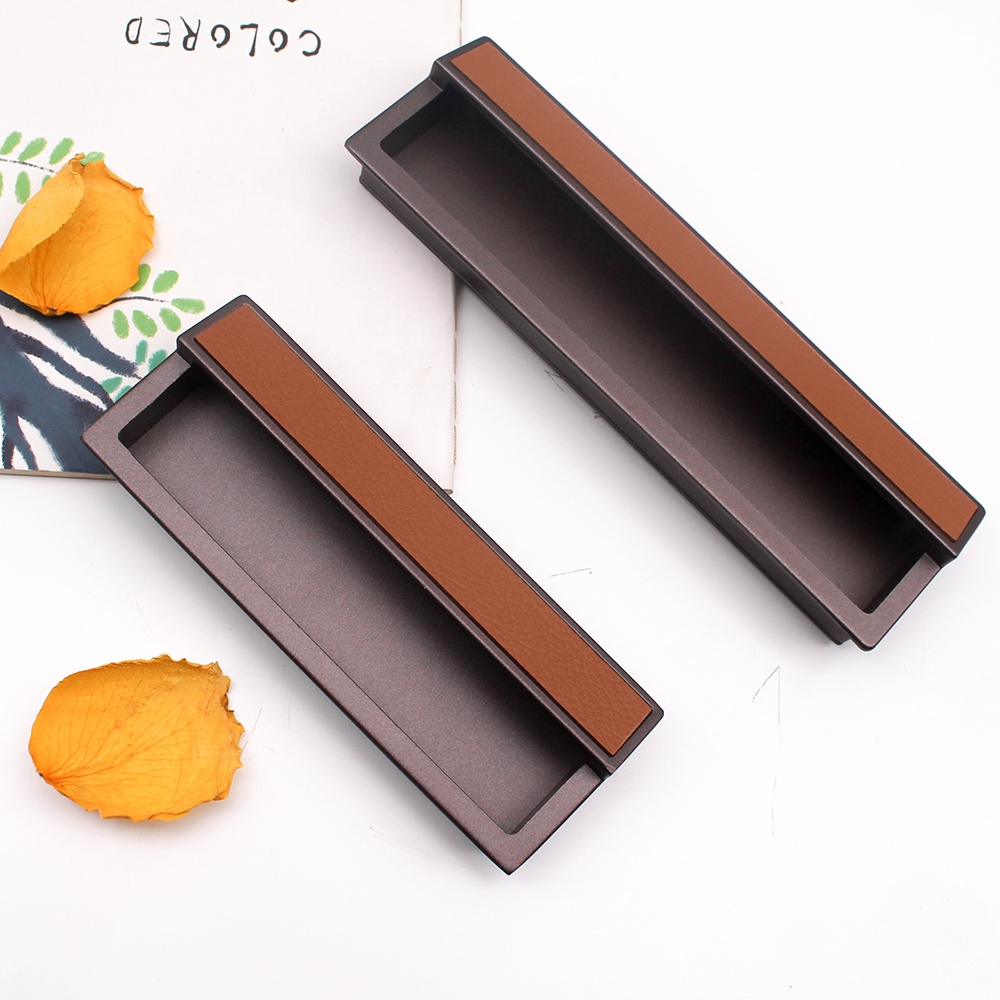 AIMINO OEM Luxury Handle Kitchen Cabinet Concealed Door Leather Handle Concealed Furniture Drawer Classic Pull Handle