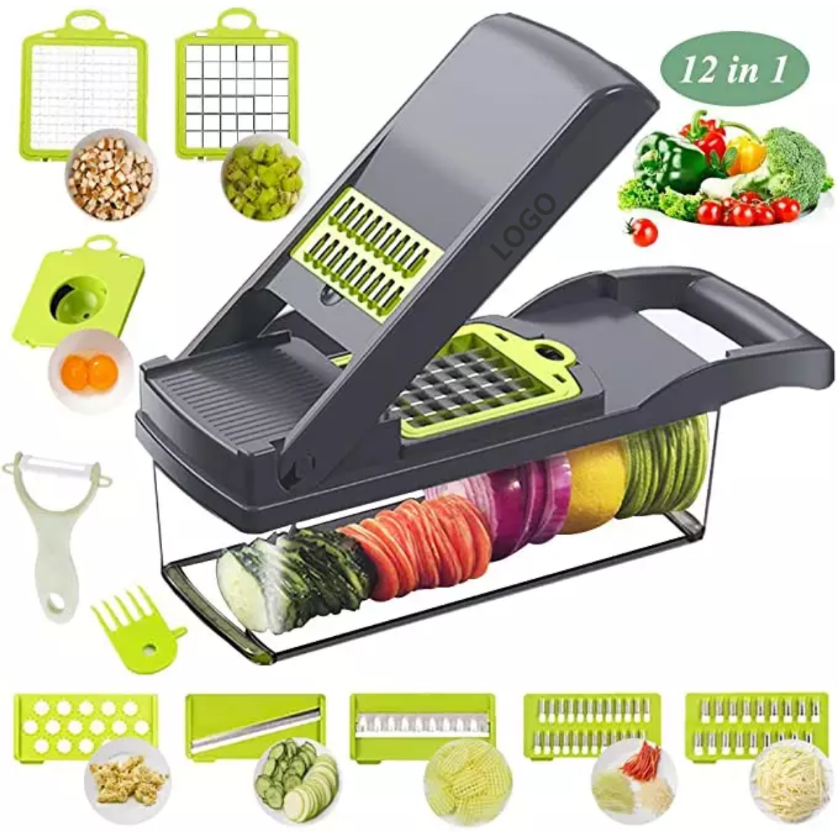 AIMINO RTS Manual Kitchen Vegetable grater 12in1 Slicer Dicer Onion Cutter Machine kitchen vegetable grater